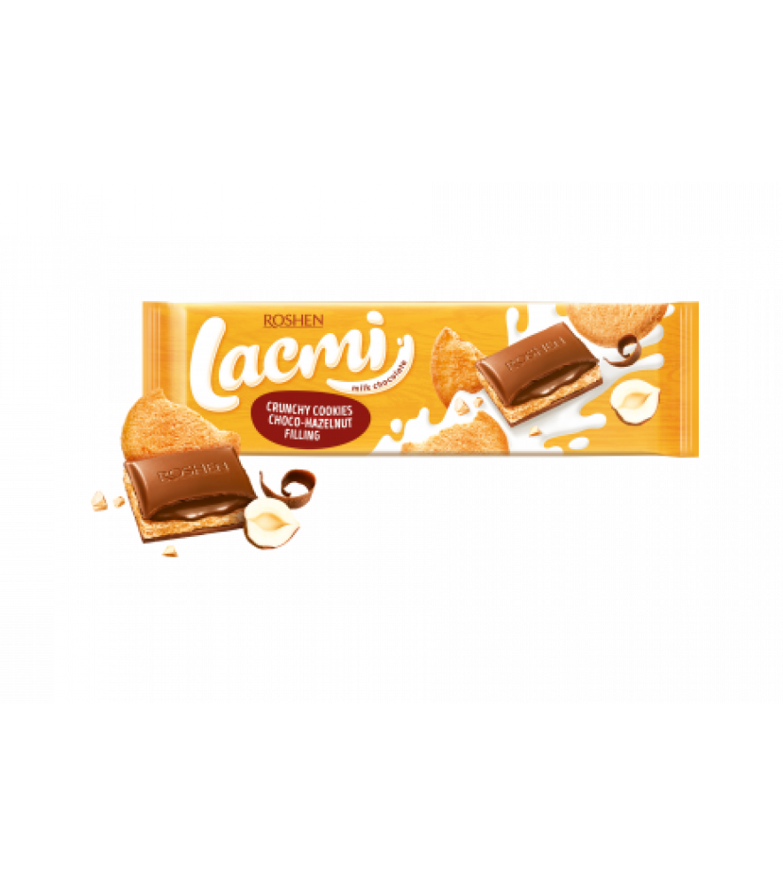 Шоколад Lacmi молочний з арахісом і карамельно-арахісової начинкою